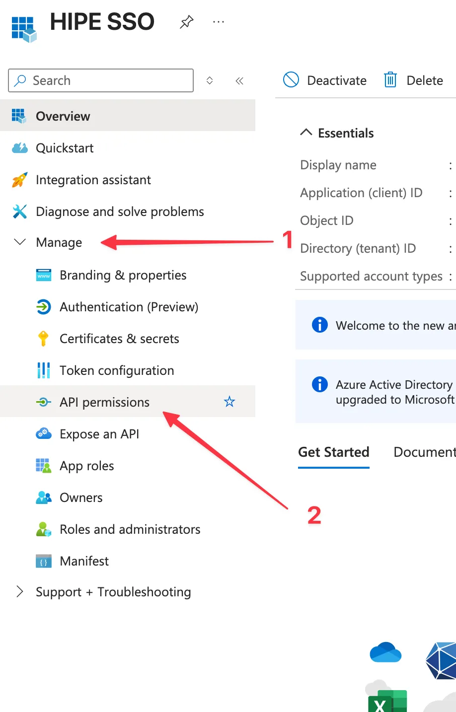 Azure AD API permissions step 1