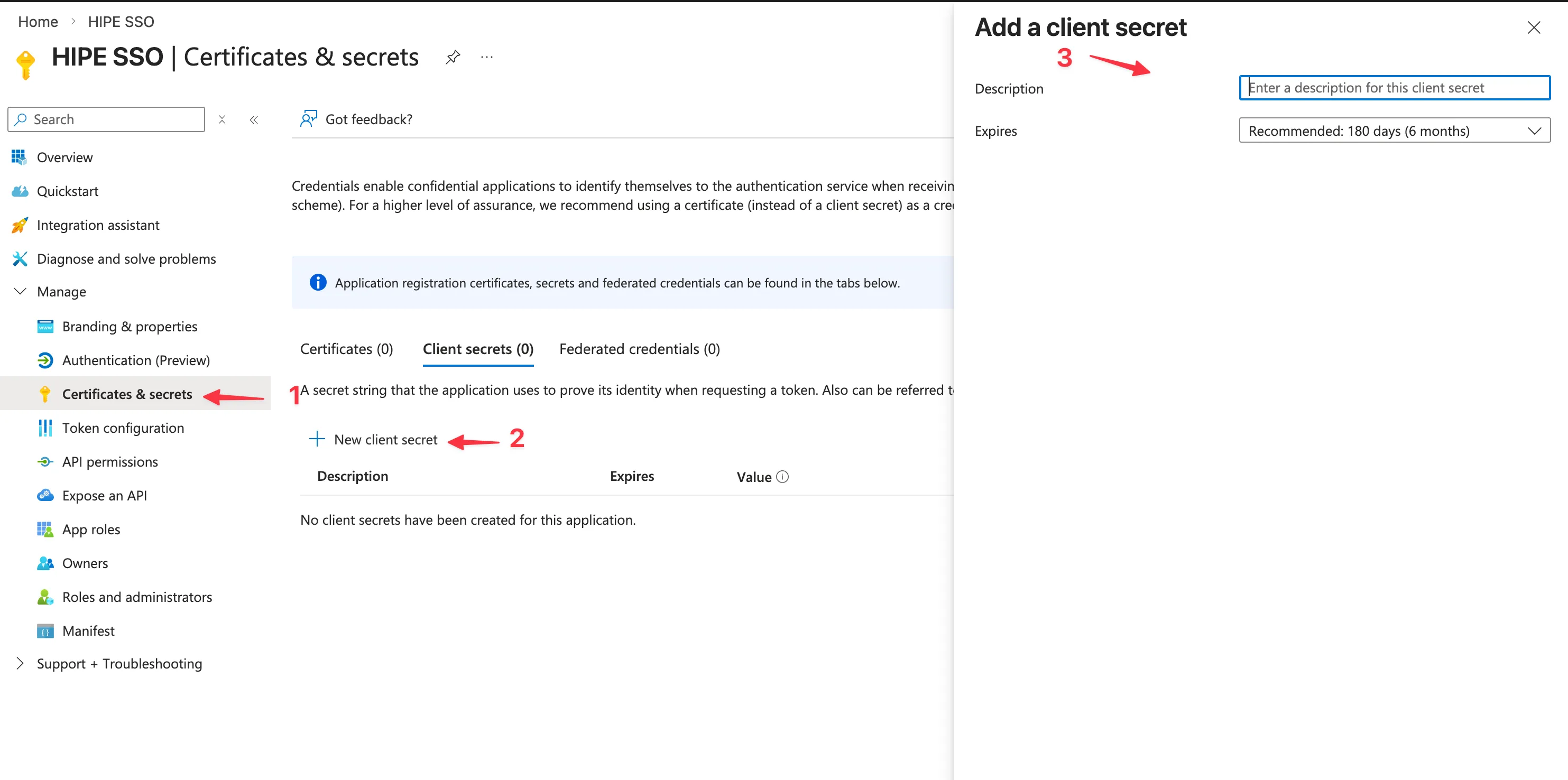 Azure AD certificates and secrets