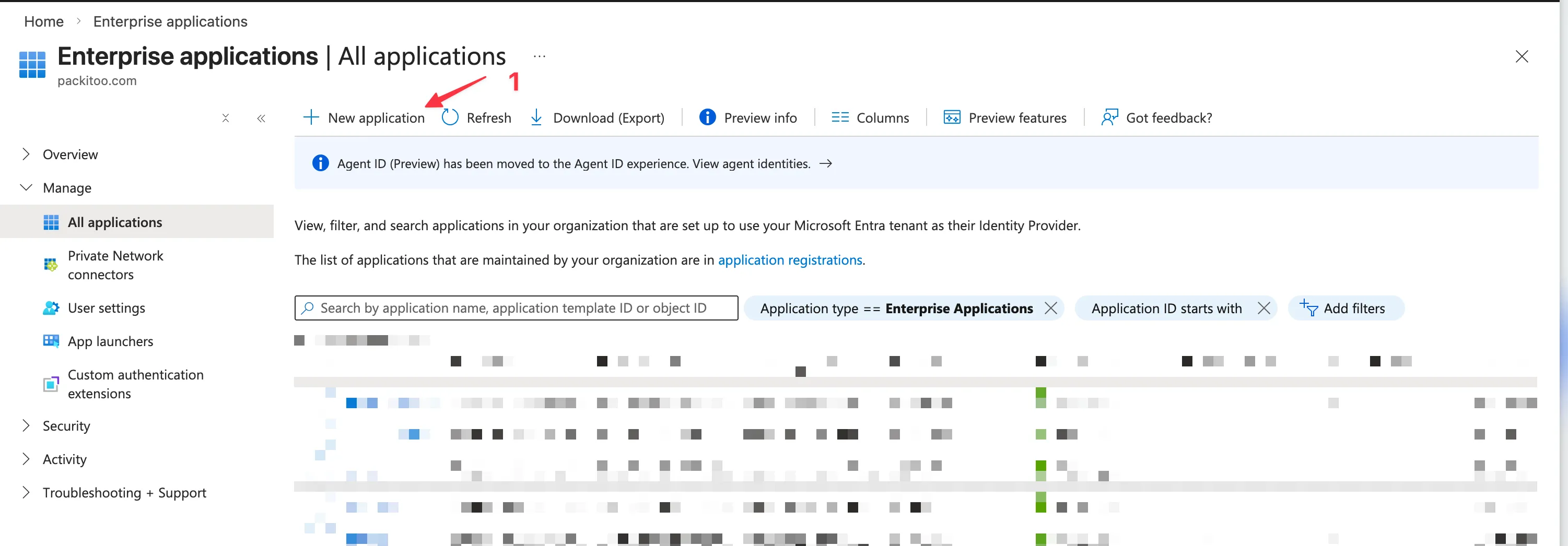 Azure AD enterprise application creation step 1