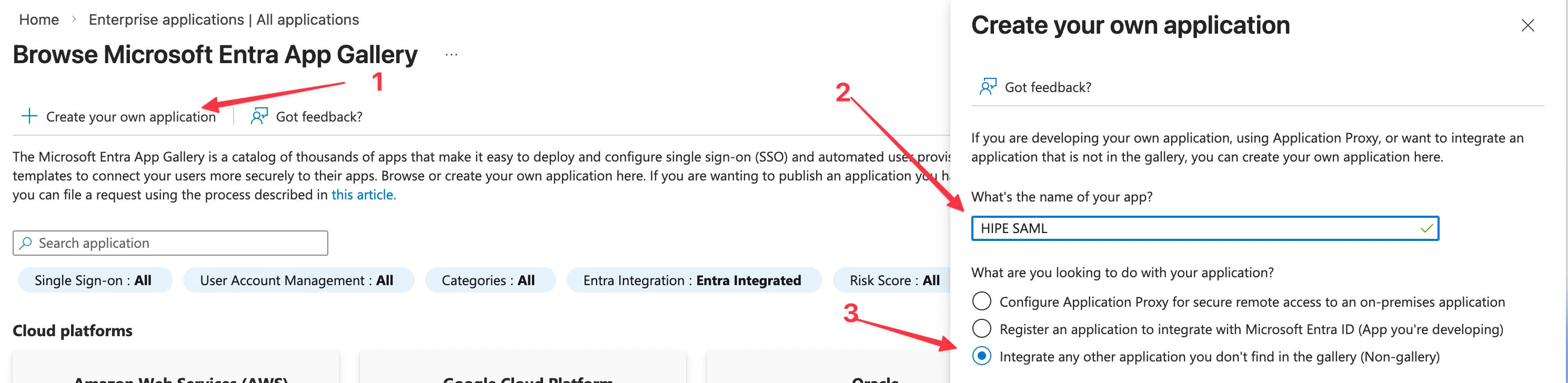 Azure AD enterprise application creation step 2